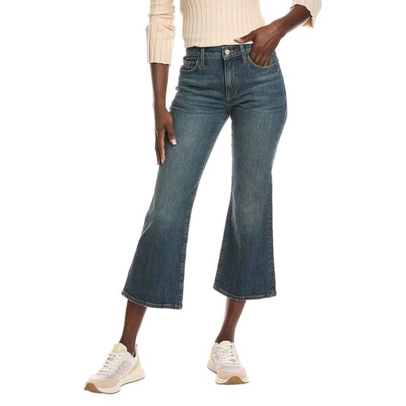 Triarchy Womens Margaret Malibu Vintage Indigo Crop Flare Jean, Blue - Picture 1 of 3